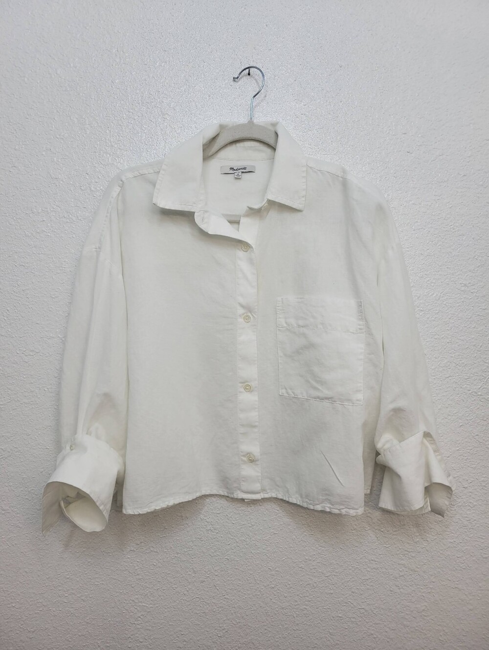 Madewell Straight-Hem Shirt in Linen NU445 Size M White - Picture 3 of 9